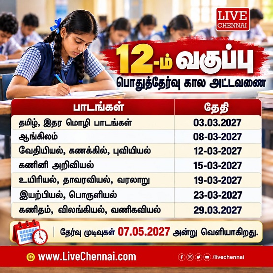 Tamil Nadu 12th Public Exam Timetable 2027 Released: Check Subject-Wise Exam Dates