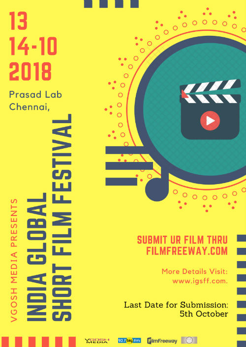 Live Chennai India Global Short Film Festival 2018 (Oct 2018),India