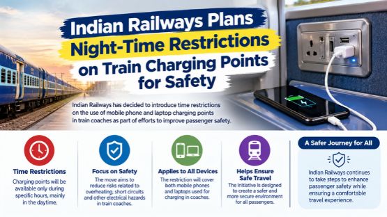 Indian Railways Plans Night-Time Restrictions on Train Charging Points for Safety