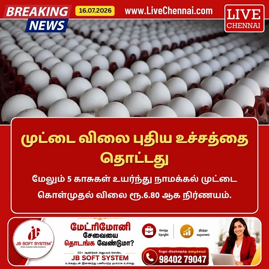 Egg Prices Reach New High as Namakkal Procurement Rate Rises to ₹6.80