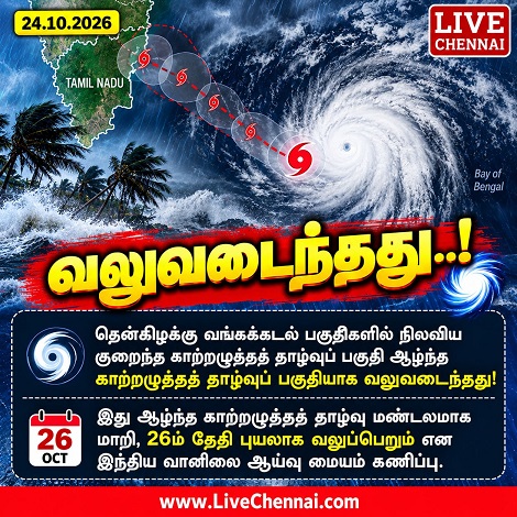 Bay of Bengal Low - Pressure Area Strengthens: Cyclone Likely to Form on October 26
